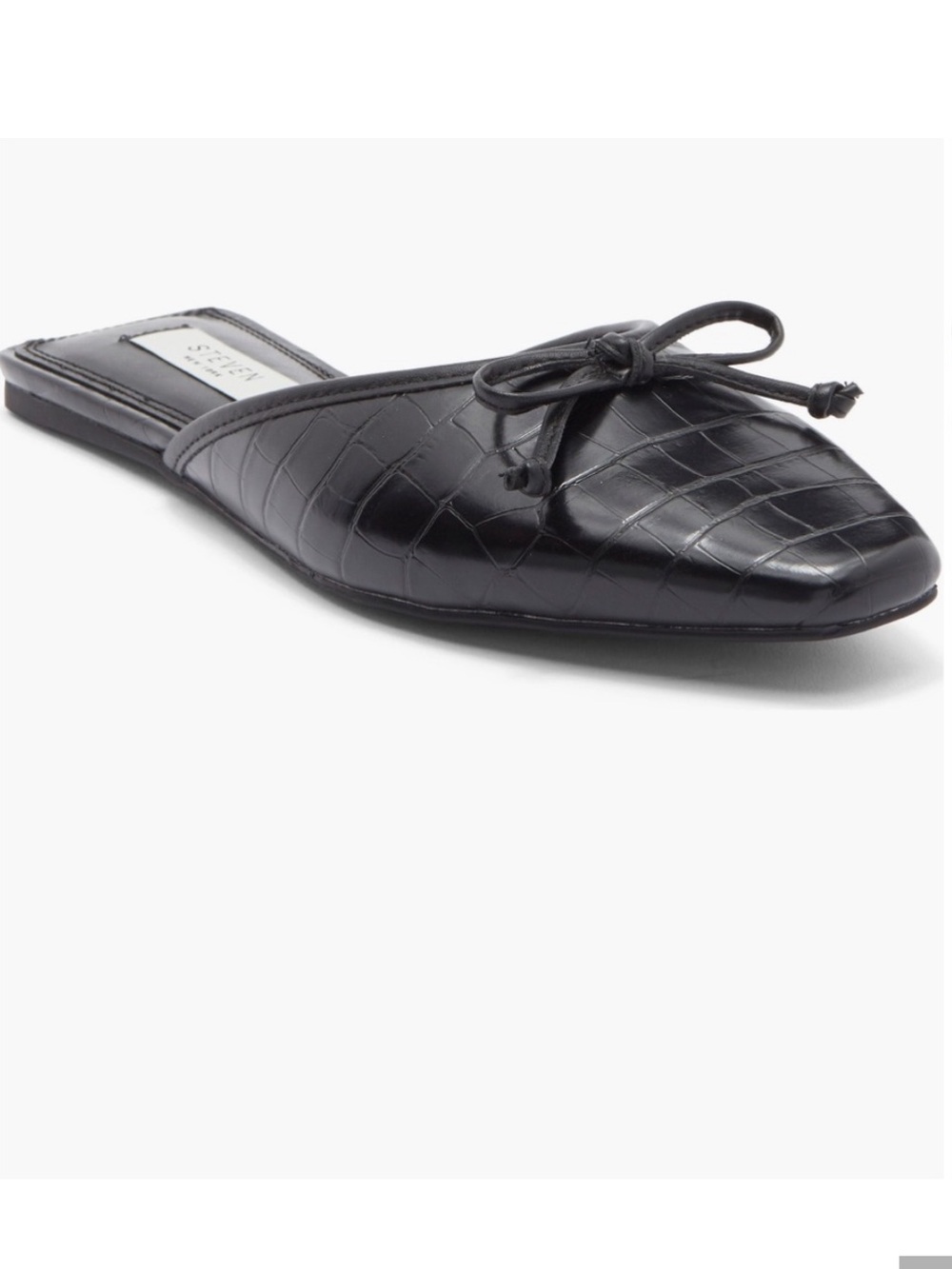 Steven New York Black Croc-Embossed Bow Mule